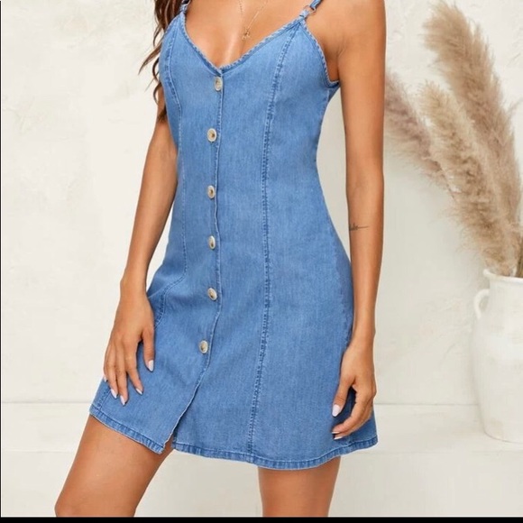NWT Denim Thin Strap Dress - Picture 4 of 7